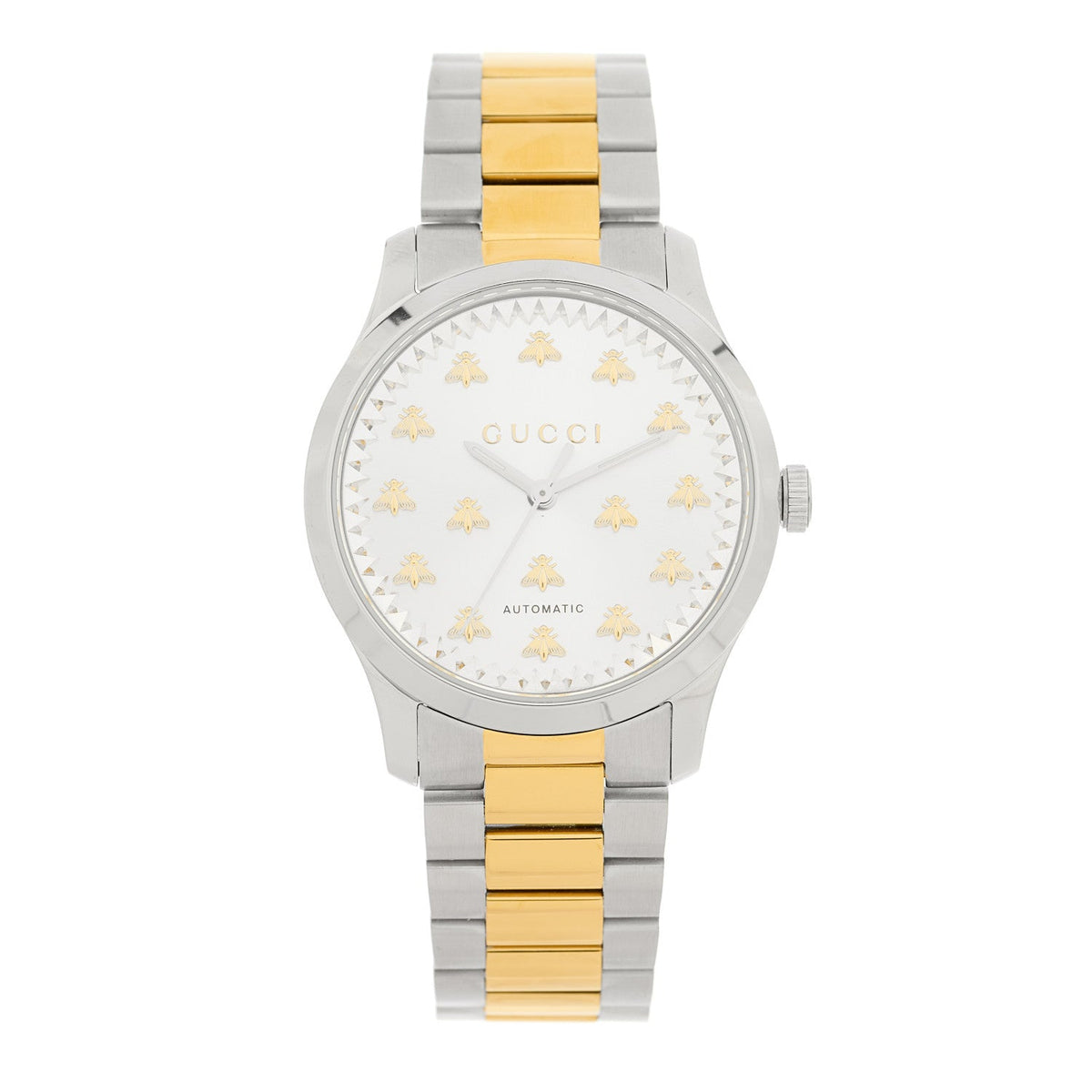 Stainless Steel 38mm G-Timeless Two Tone Bee Automatic Watch Silver